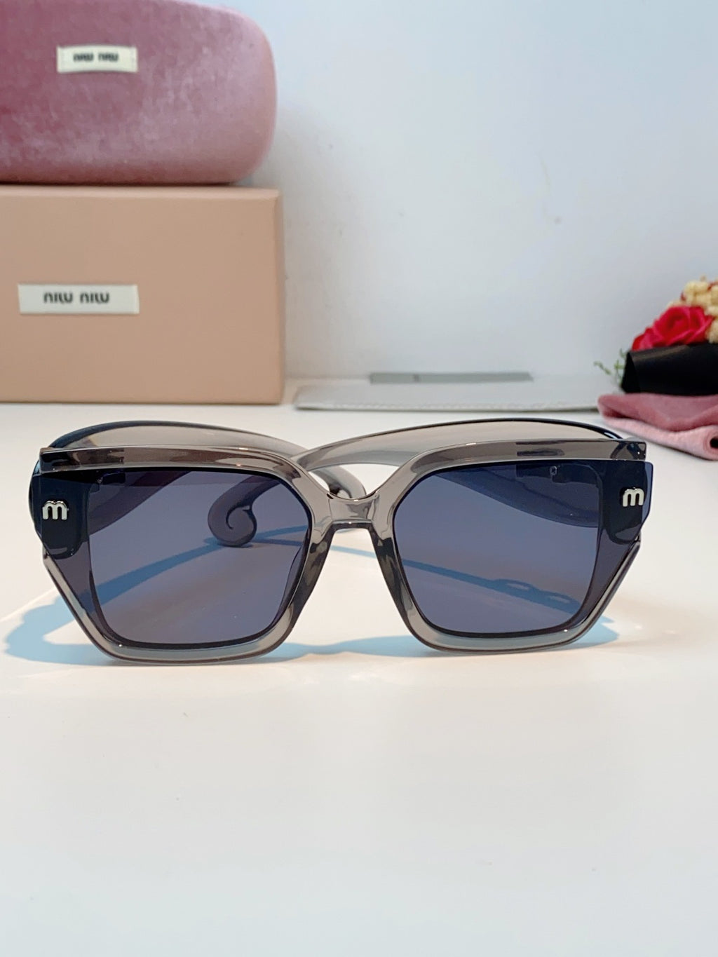 Miu Miu Oversized Gray Lens Sunglasses for Women - detail image 2