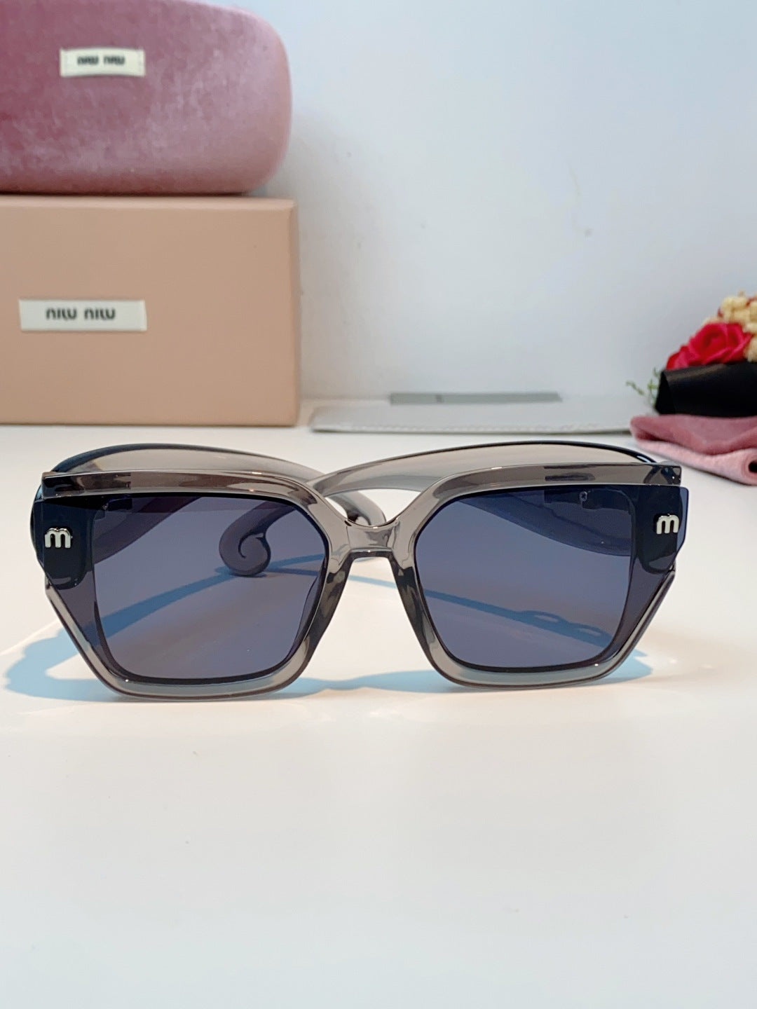 Miu Miu Oversized Gray Lens Sunglasses for Women - detail image 2