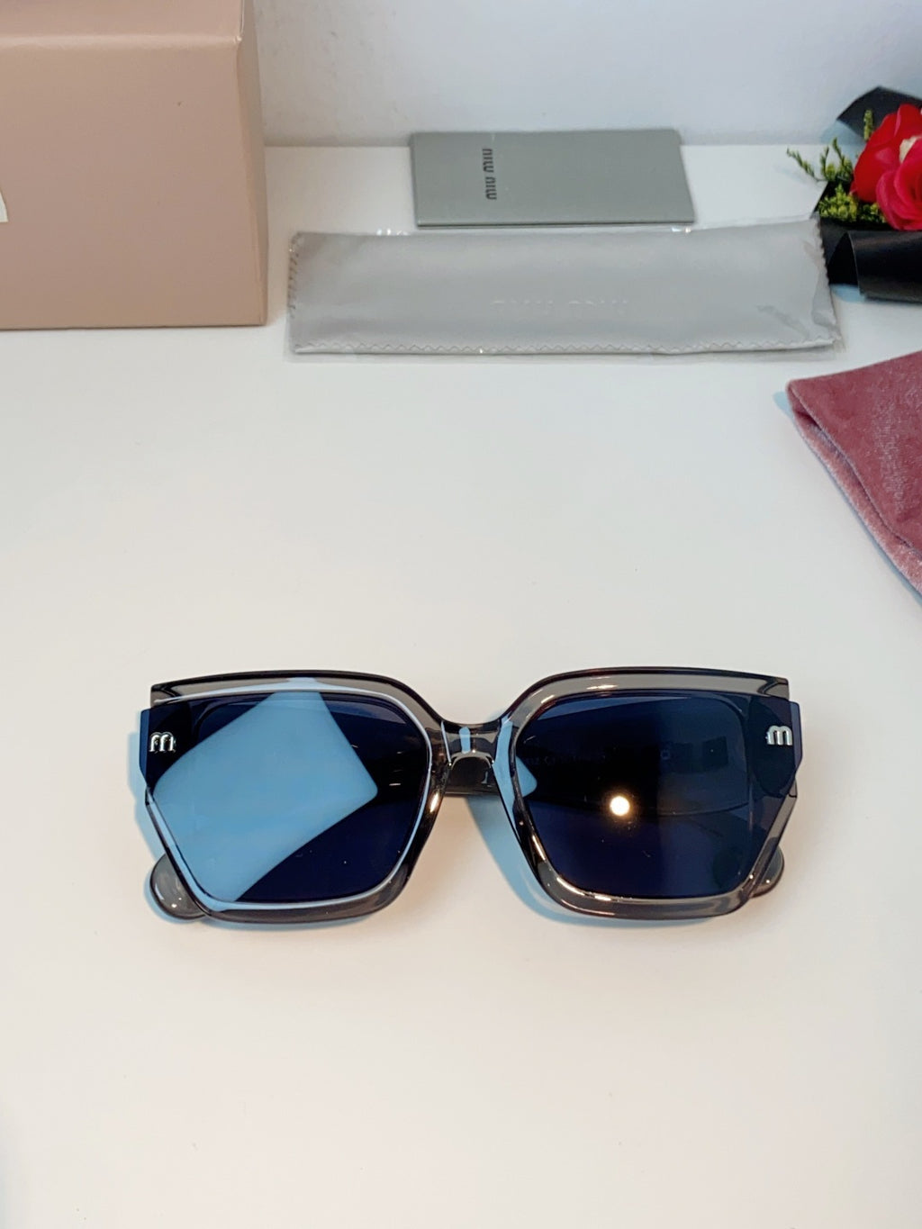 Miu Miu Oversized Gray Lens Sunglasses for Women - detail image 9
