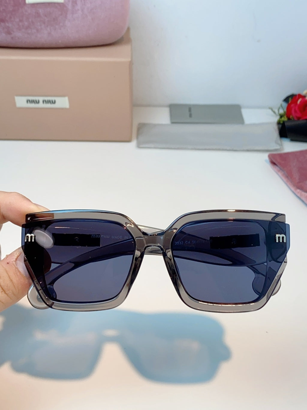 Miu Miu Oversized Gray Lens Sunglasses for Women - detail image 4