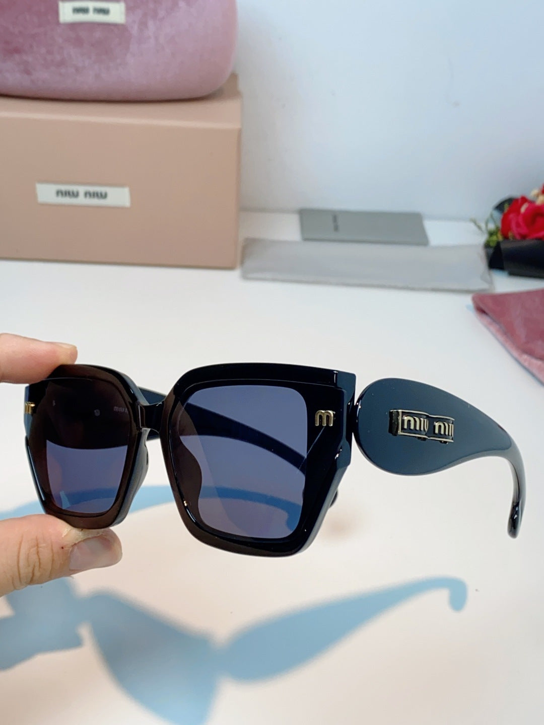 Miu Miu Oversized Black Lens Sunglasses for Women - detail image 6