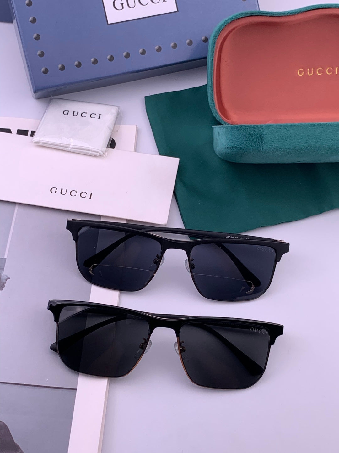 Gucci G0804 Polarized Aviator Red Lens Sunglasses for Men & Women - detail image 7