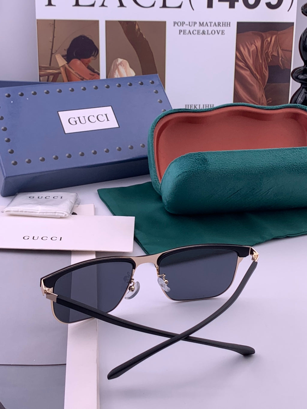 Gucci G0804 Polarized Aviator Red Lens Sunglasses for Men & Women - detail image 5