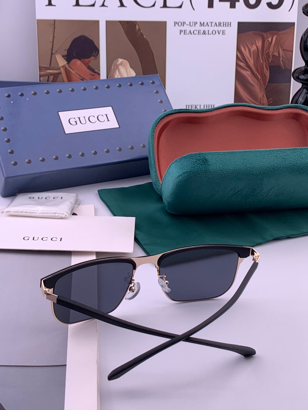 Gucci G0804 Polarized Aviator Red Lens Sunglasses for Men & Women - detail image 5