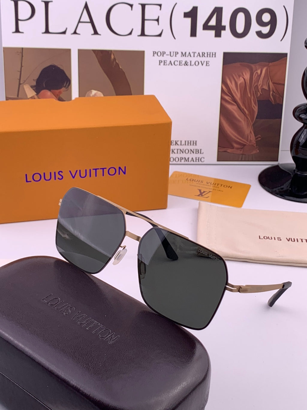 Louis Vuitton L3514 Fashion Black Lens Sunglasses for Men & Women - detail image 6