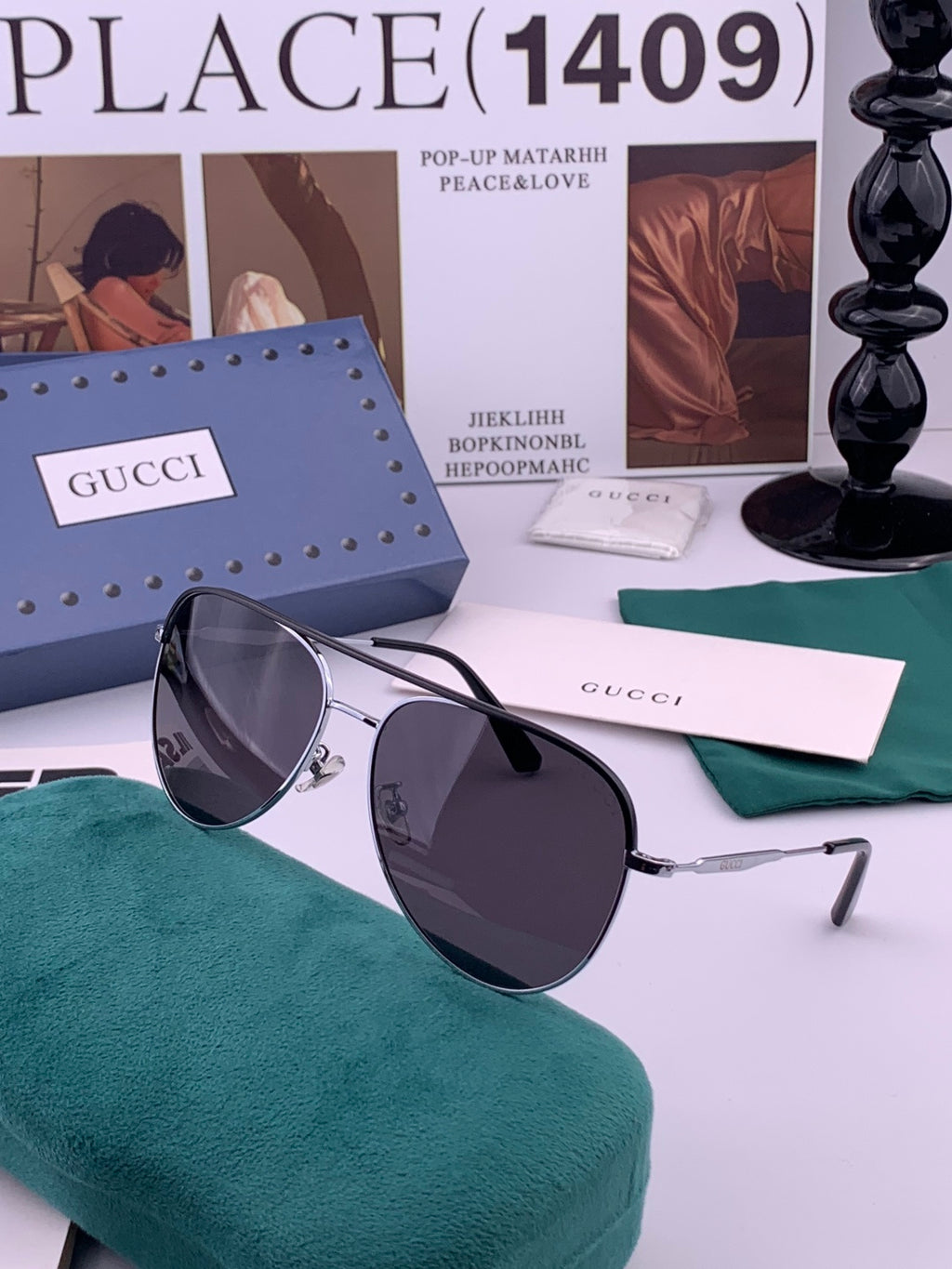 Gucci G3863 Polarized Aviator Black Lens Sunglasses for Men & Women - 158248 - detail image 5
