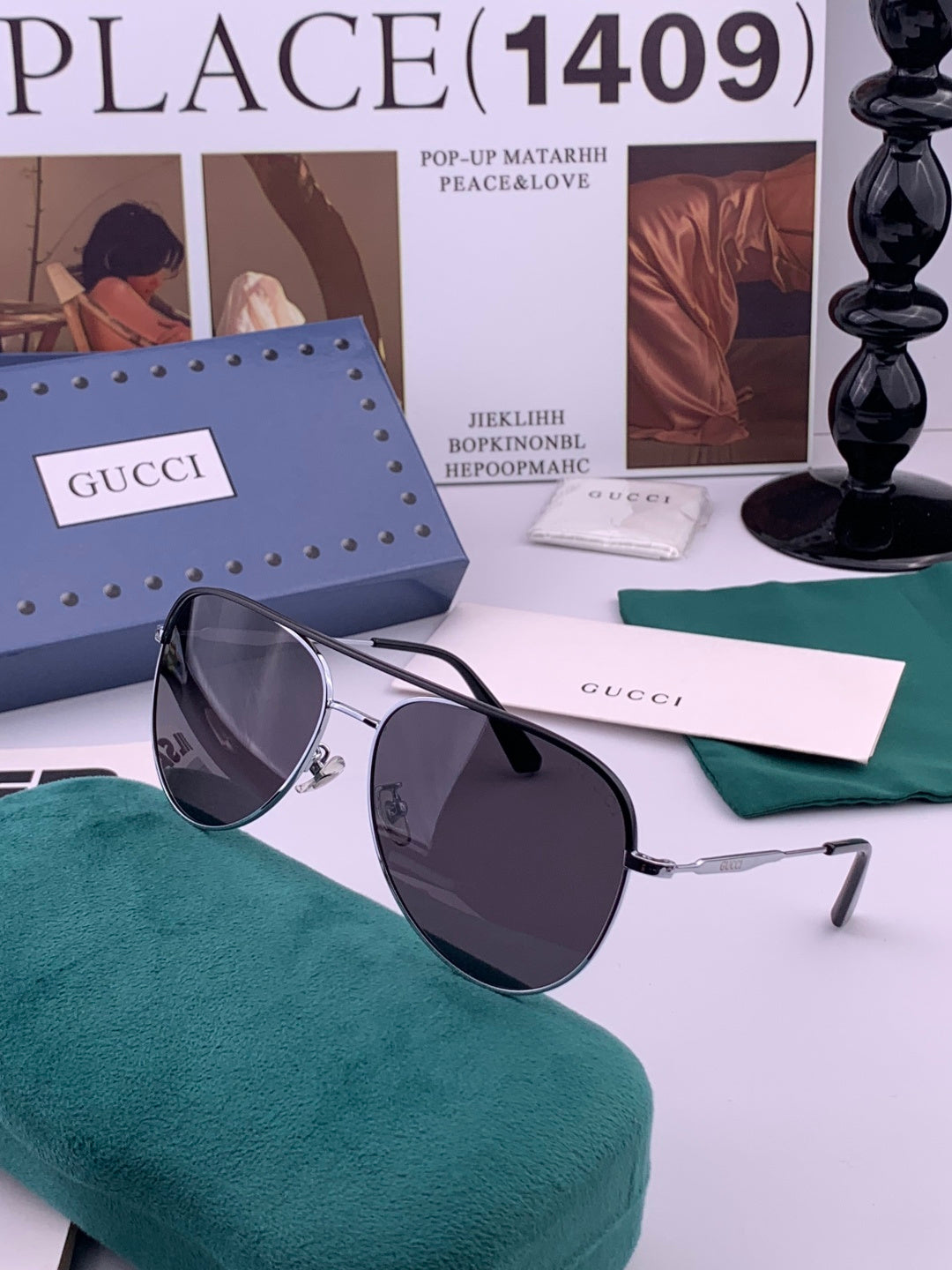 Gucci G3863 Polarized Aviator Black Lens Sunglasses for Men & Women - 158248 - detail image 5