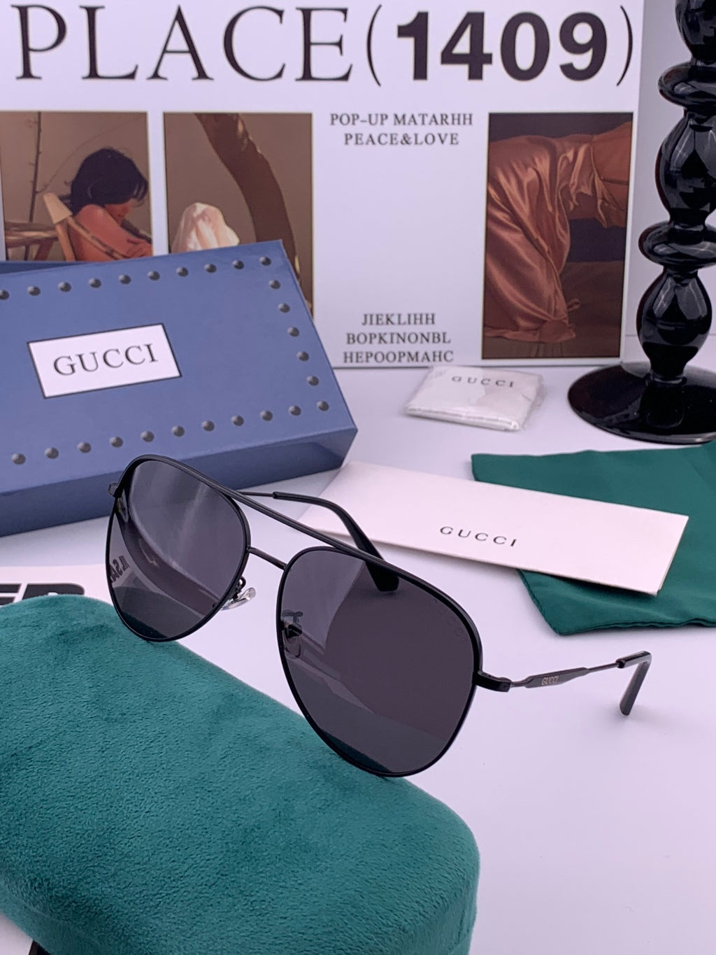 Gucci G3863 Polarized Aviator Black Lens Sunglasses for Men & Women - 158248 - detail image 6