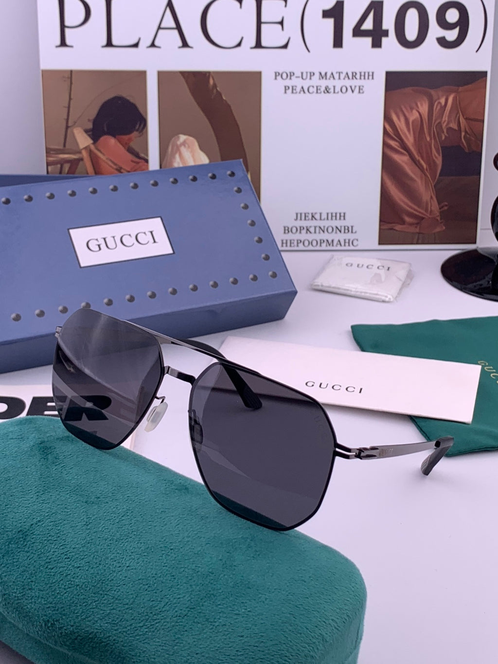 Gucci G4514 Fashion Black Lens Sunglasses for Men & Women - 158250 - detail image 2