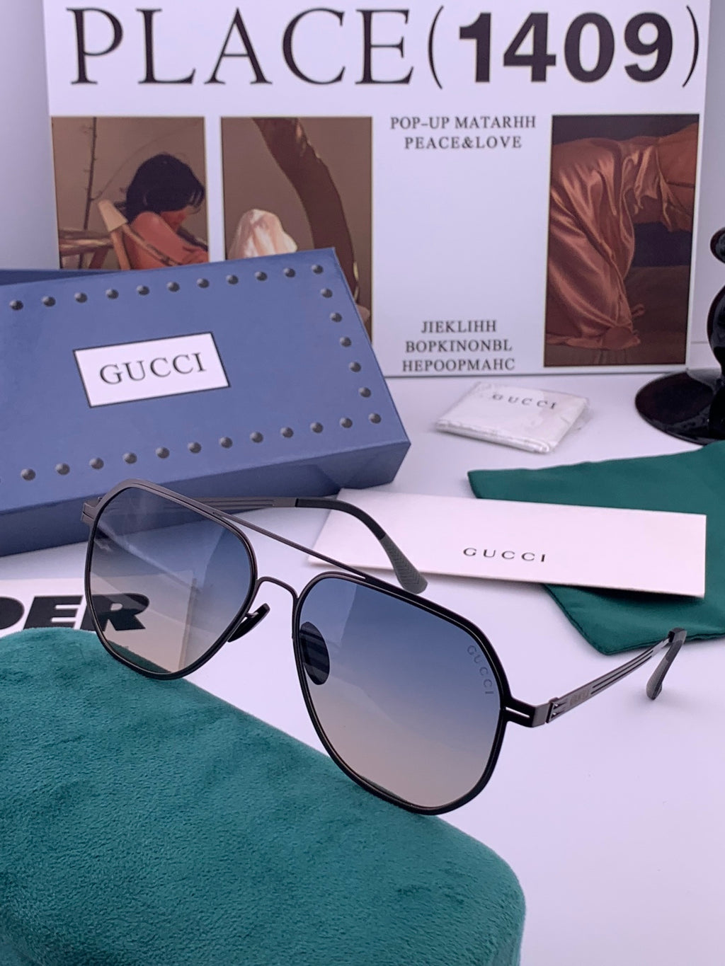 Gucci G1980 Fashion Black Lens Sunglasses for Men & Women - detail image 6