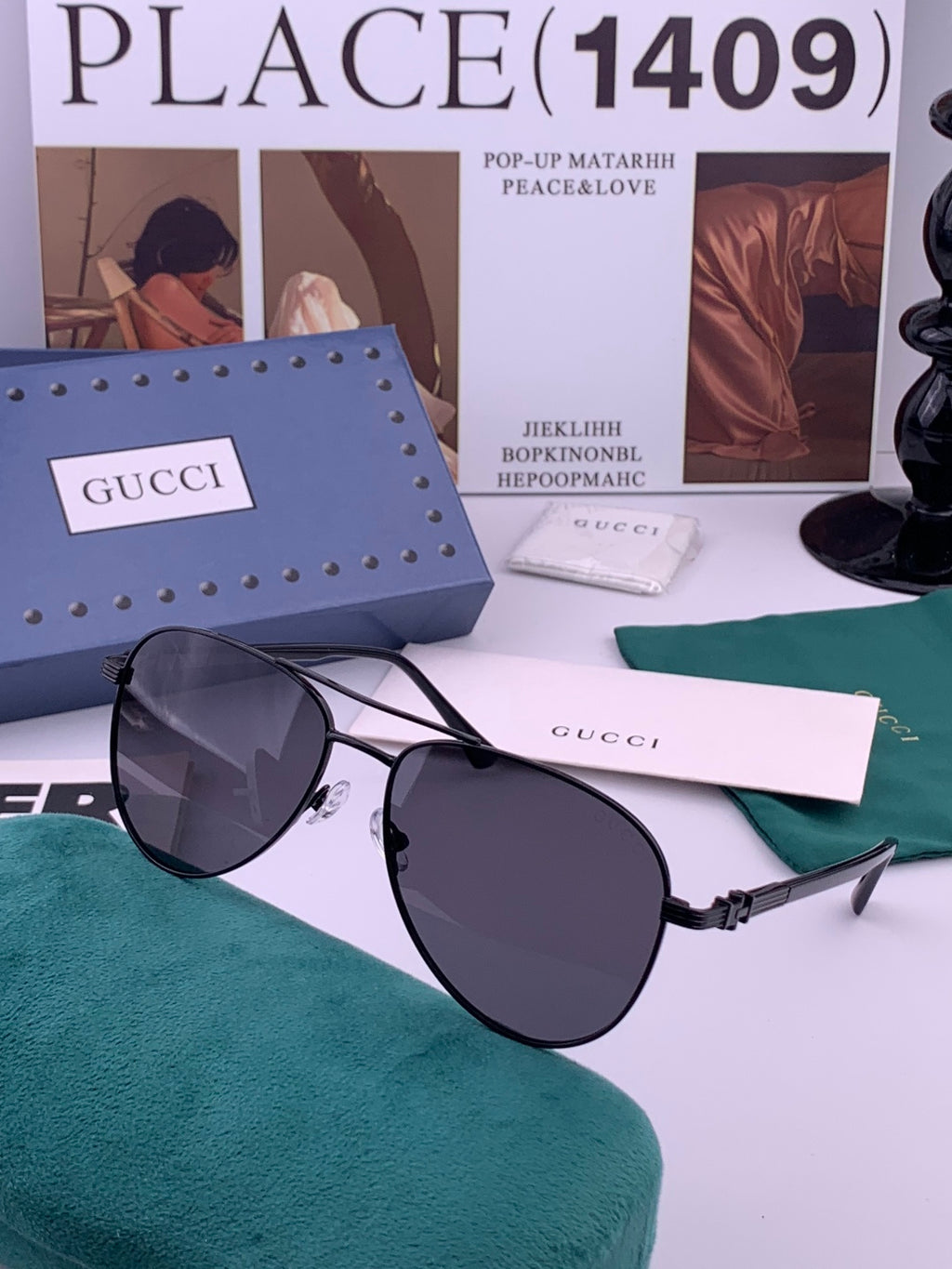 Gucci G0881 Polarized Aviator Blue Lens Sunglasses for Men & Women - 158246 - detail image 6