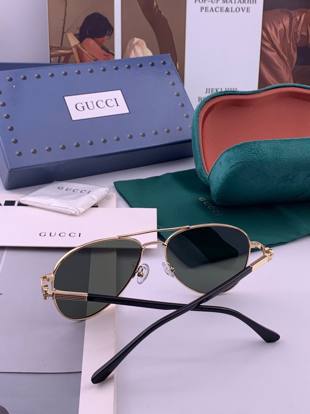 Gucci G0881 Polarized Aviator Blue Lens Sunglasses for Men & Women - 158246 - detail image 7