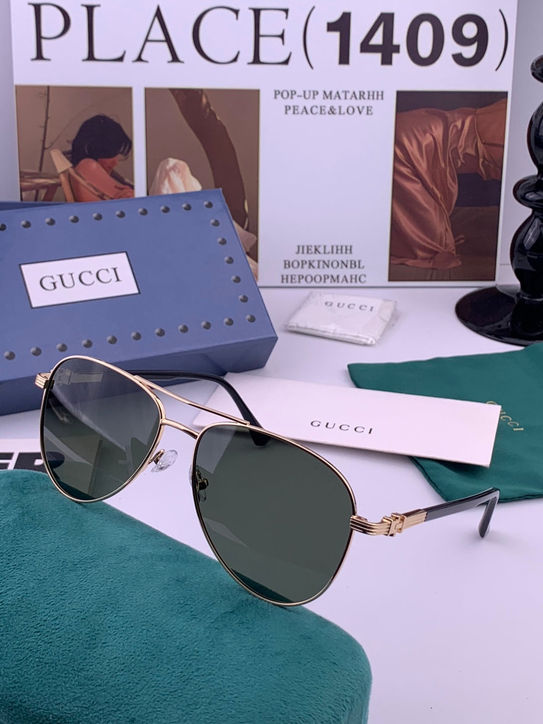 Gucci G0881 Polarized Aviator Blue Lens Sunglasses for Men & Women - 158246 - detail image 4