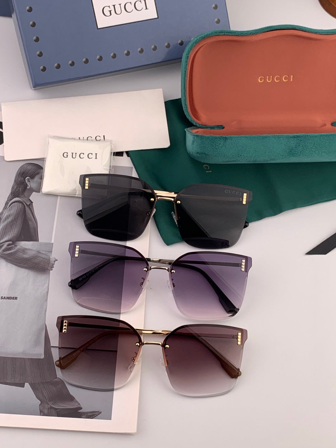 Gucci G25812 Lightweight Metal Rimless Gold Lens Sunglasses for Men & Women - detail image 4