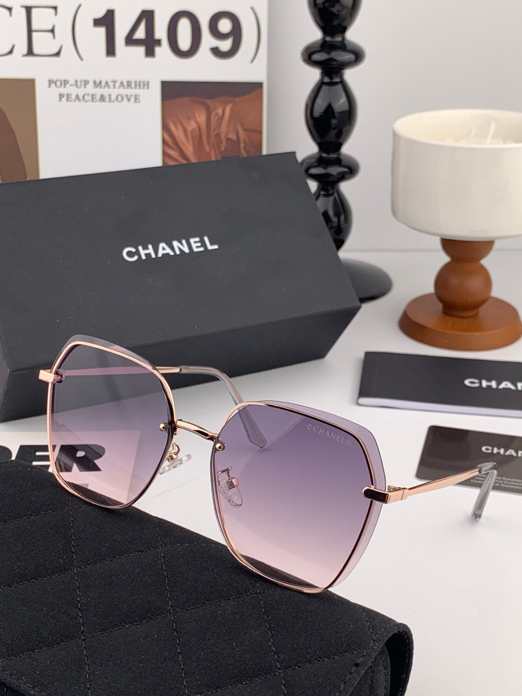 Chanel CH2201 Polarized Rimless Silver Lens Sunglasses for Men & Women - detail image 6
