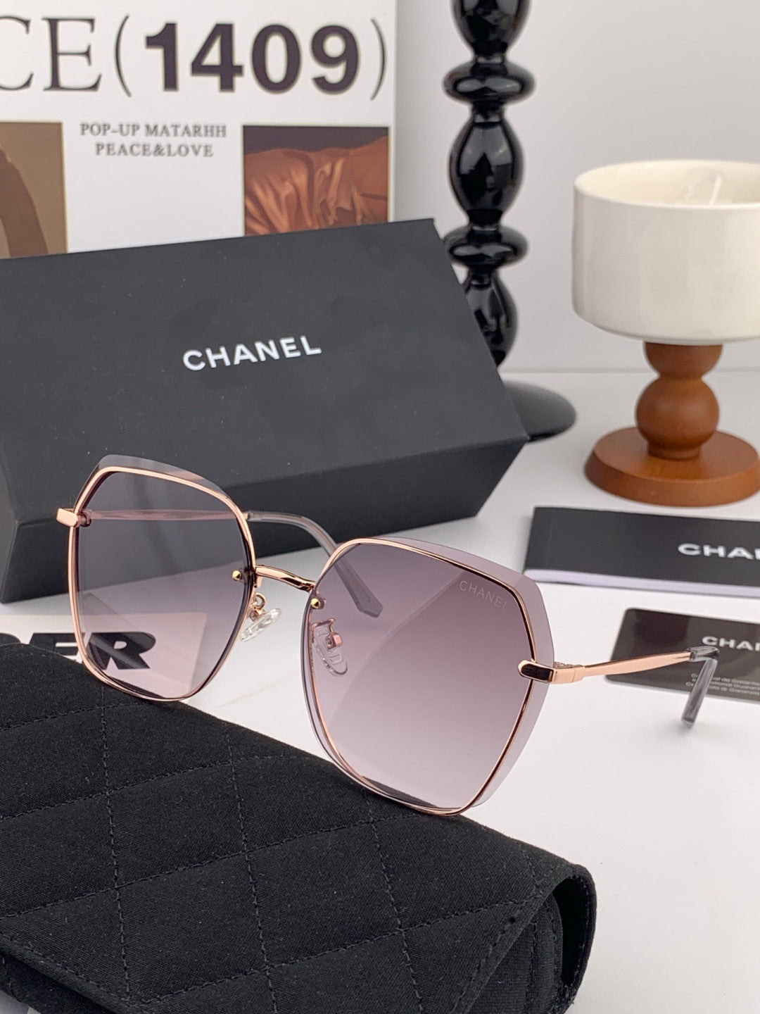 Chanel CH2201 Polarized Rimless Silver Lens Sunglasses for Men & Women - detail image 4