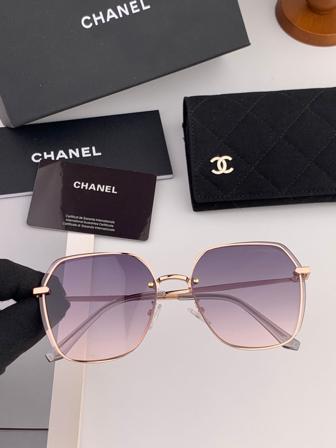 Chanel CH2201 Polarized Rimless Silver Lens Sunglasses for Men & Women - detail image 3