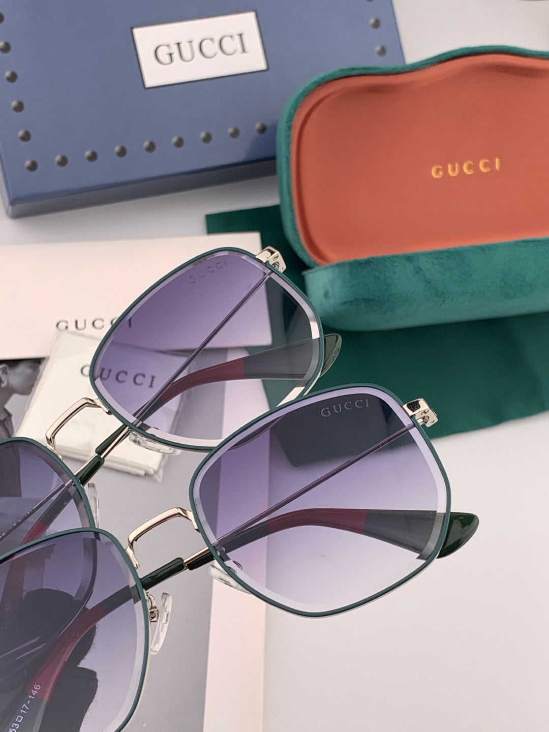 Gucci G0322 Polarized Rimless Green Lens Sunglasses for Men & Women - detail image 5