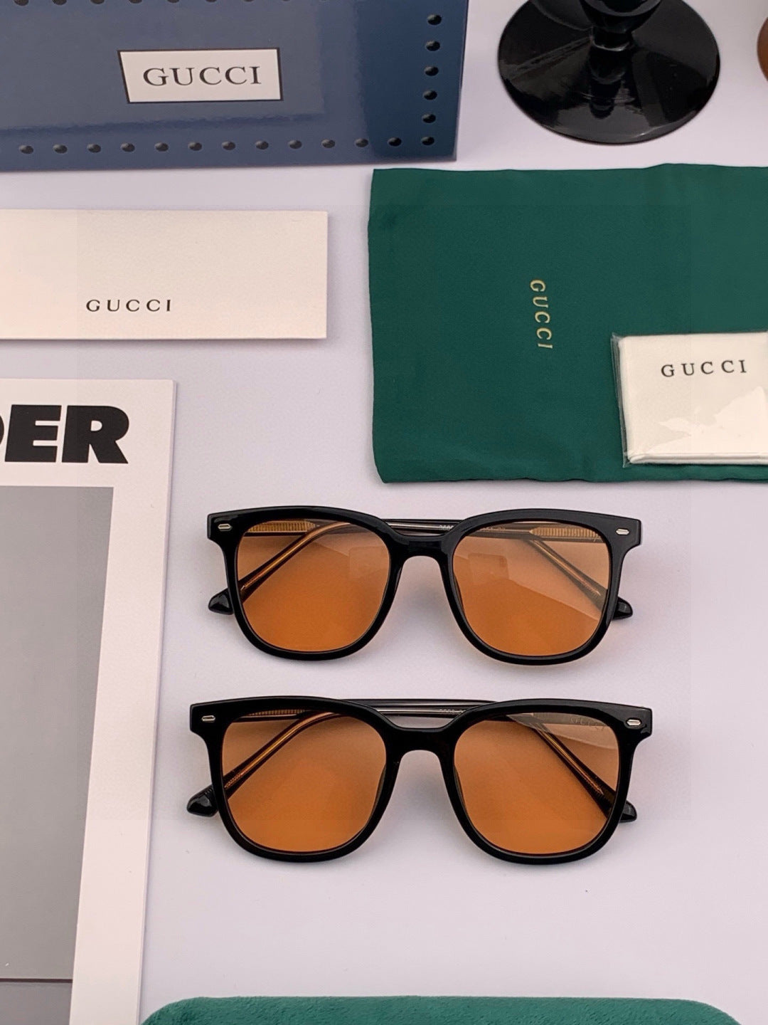 Gucci G9368 Round Blue Lens Sunglasses for Men & Women - detail image 7
