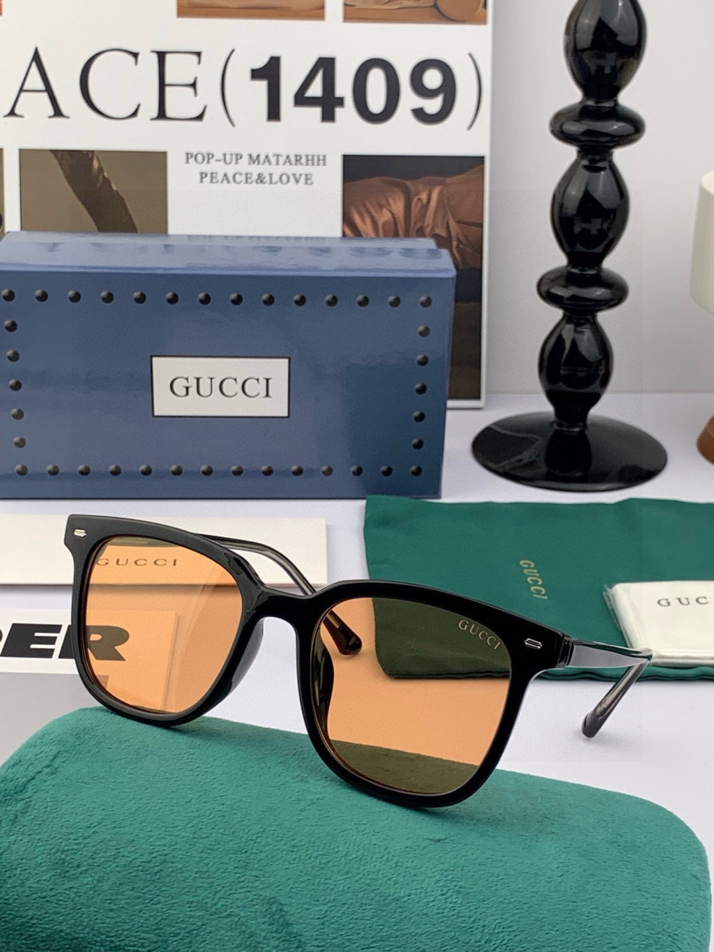 Gucci G9368 Round Blue Lens Sunglasses for Men & Women - detail image 2