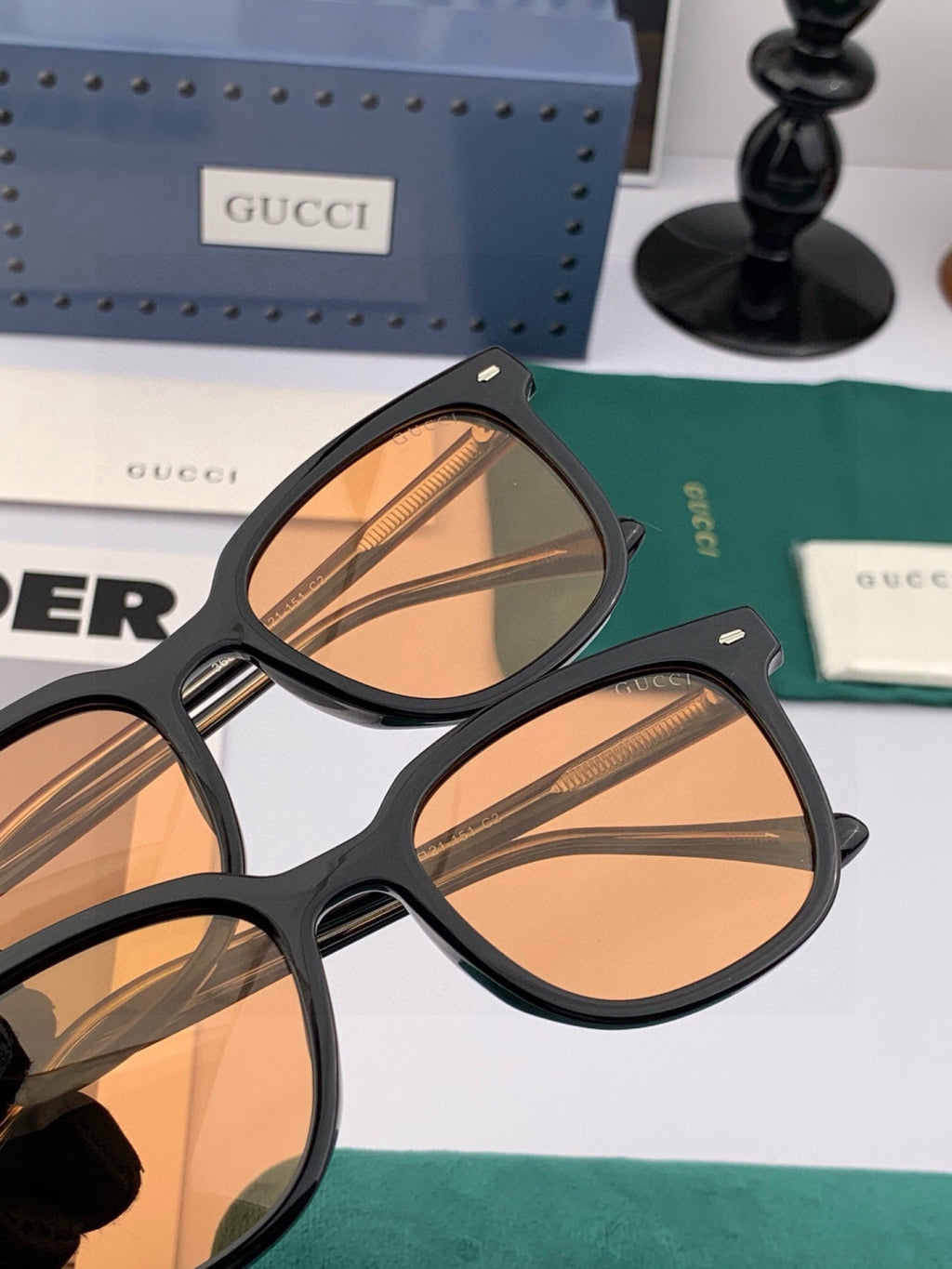 Gucci G9368 Round Blue Lens Sunglasses for Men & Women - detail image 3