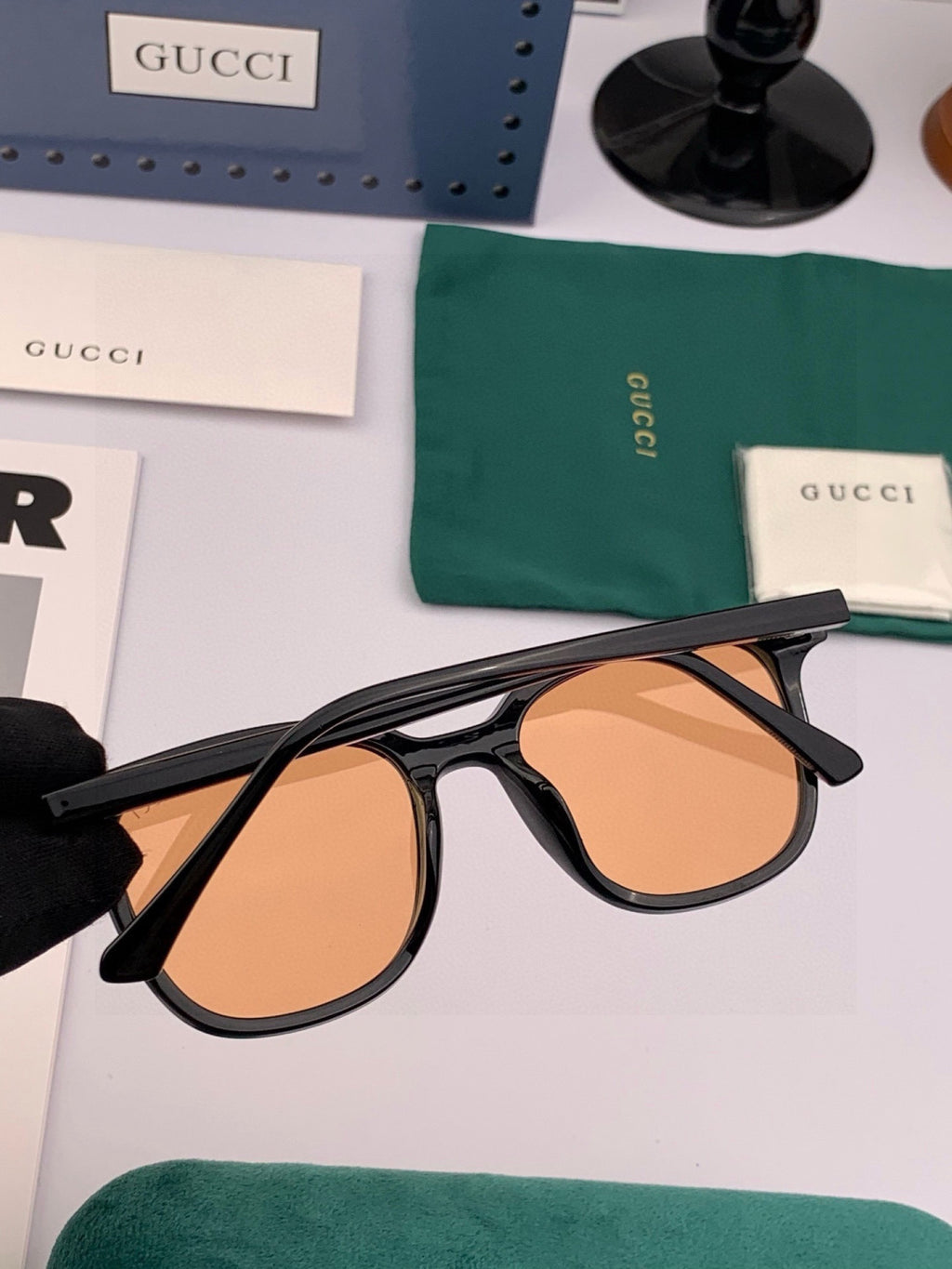 Gucci G9368 Round Blue Lens Sunglasses for Men & Women - detail image 4