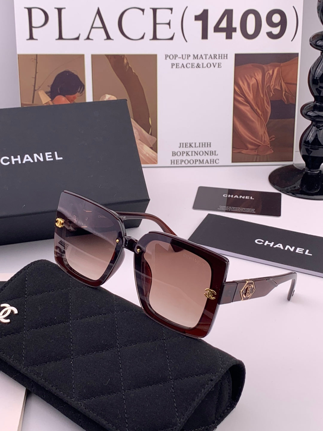 Chanel CH3831 Oversized Black Lens Sunglasses for Men & Women - 158375