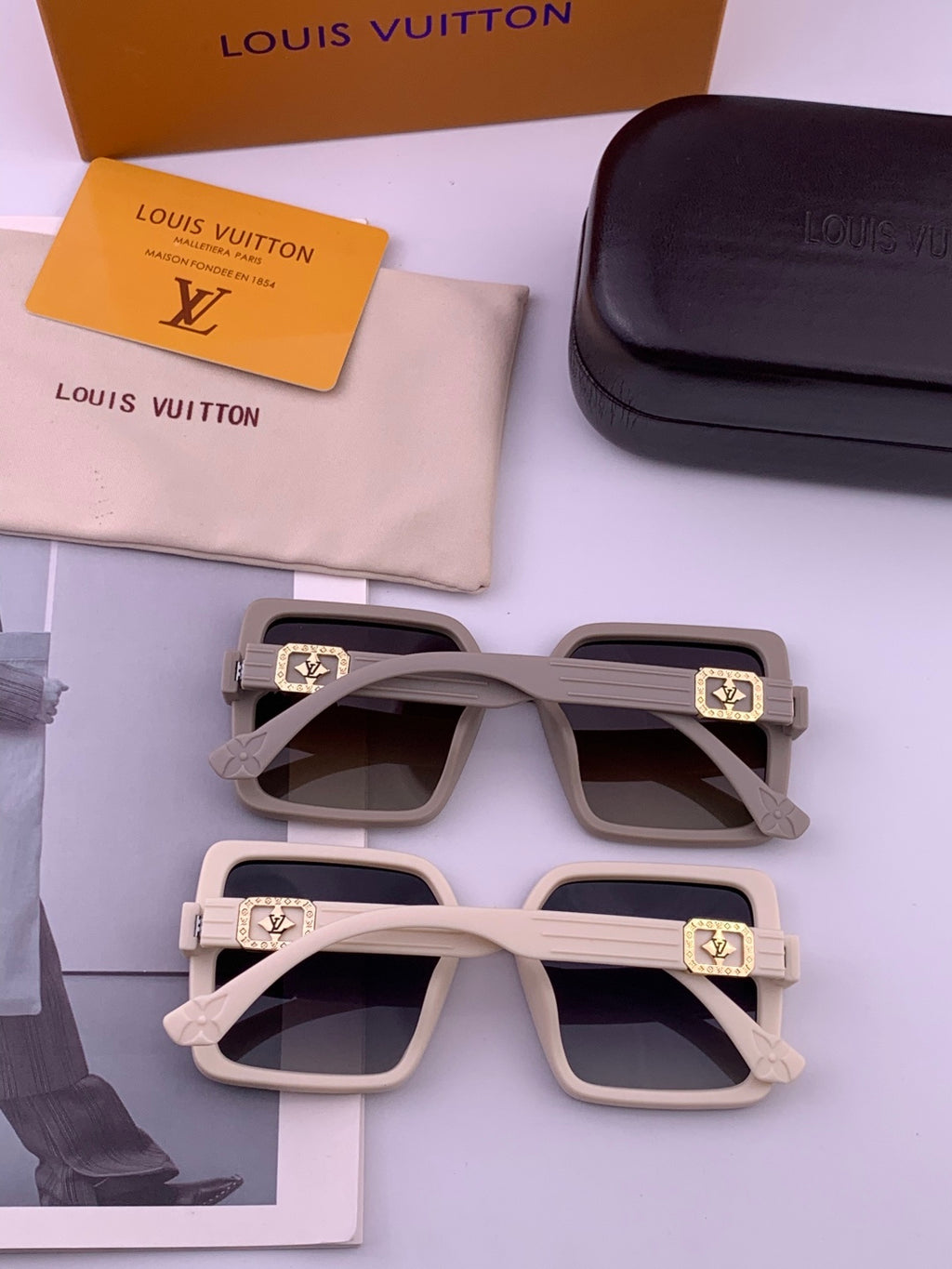 Louis Vuitton L1845 Polarized Square Gold Lens Sunglasses for Men & Women - detail image 6