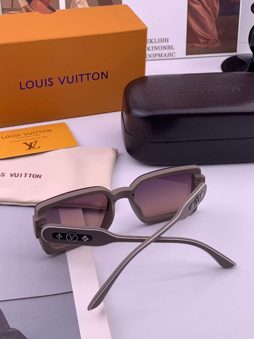 Louis Vuitton L6771 Polarized Square Black Lens Sunglasses for Men & Women - detail image 5