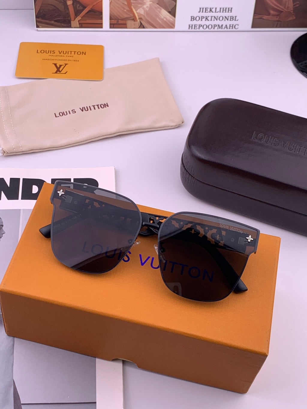 Louis Vuitton L8190 Polarized Square Gray Lens Sunglasses for Men & Women - detail image 8
