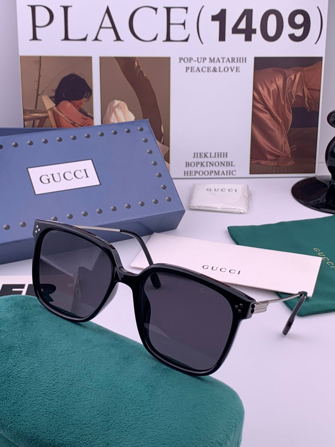 Gucci G7108 Polarized Square Gold Lens Sunglasses for Women - detail image 4