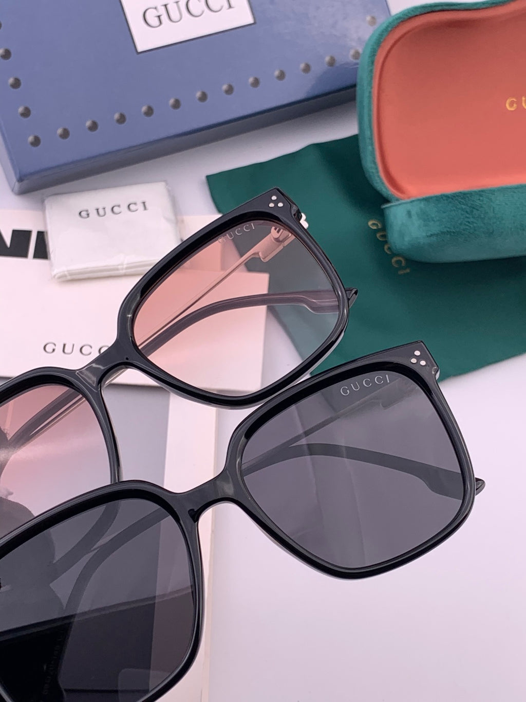 Gucci G7108 Polarized Square Gold Lens Sunglasses for Women - detail image 5