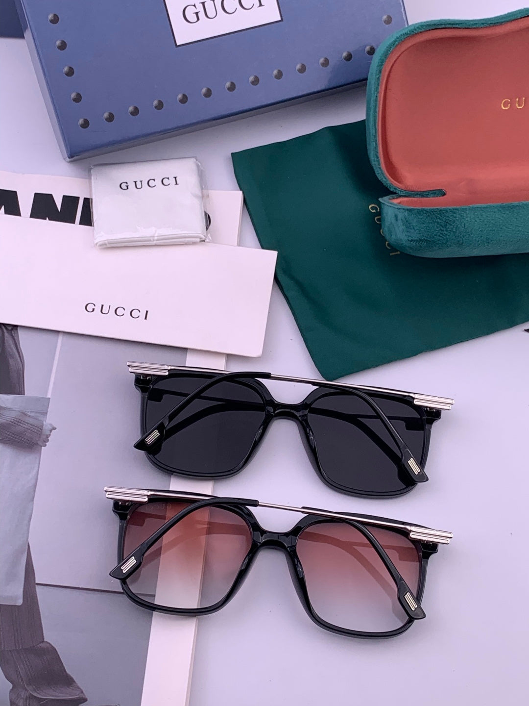 Gucci G7108 Polarized Square Gold Lens Sunglasses for Women - detail image 6