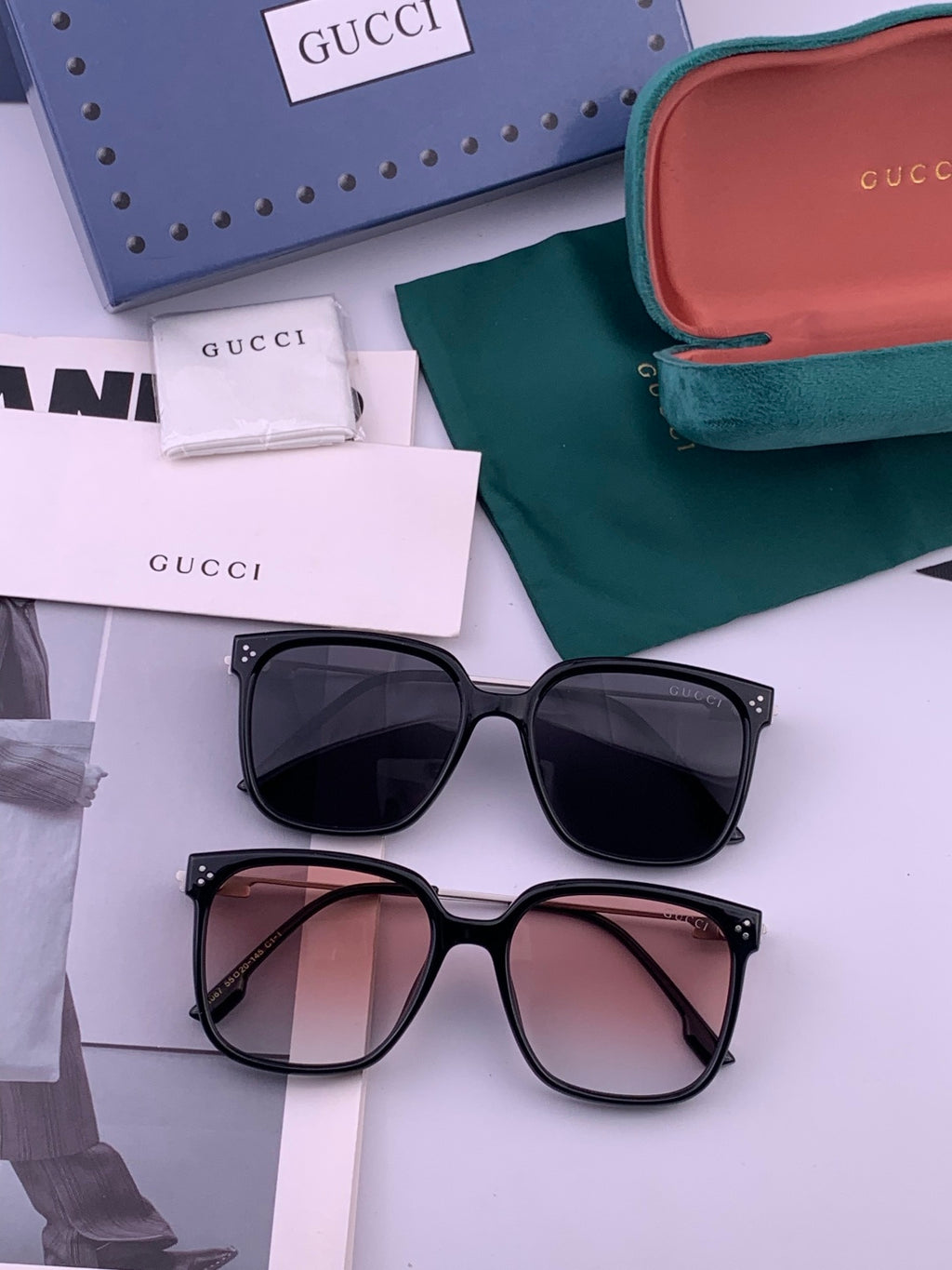 Gucci G7108 Polarized Square Gold Lens Sunglasses for Women - detail image 7