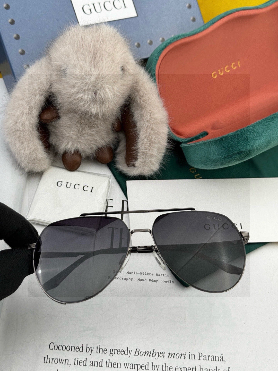 Gucci G61801 Polarized Aviator Black Lens Sunglasses for Men