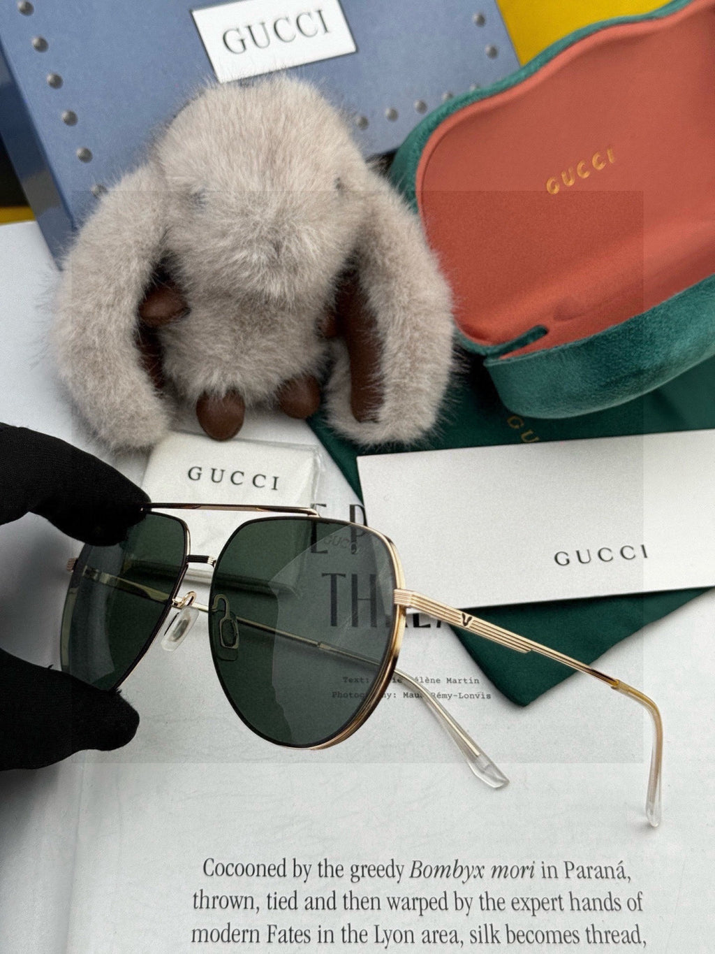 Gucci G61801 Polarized Aviator Black Lens Sunglasses for Men - detail image 5
