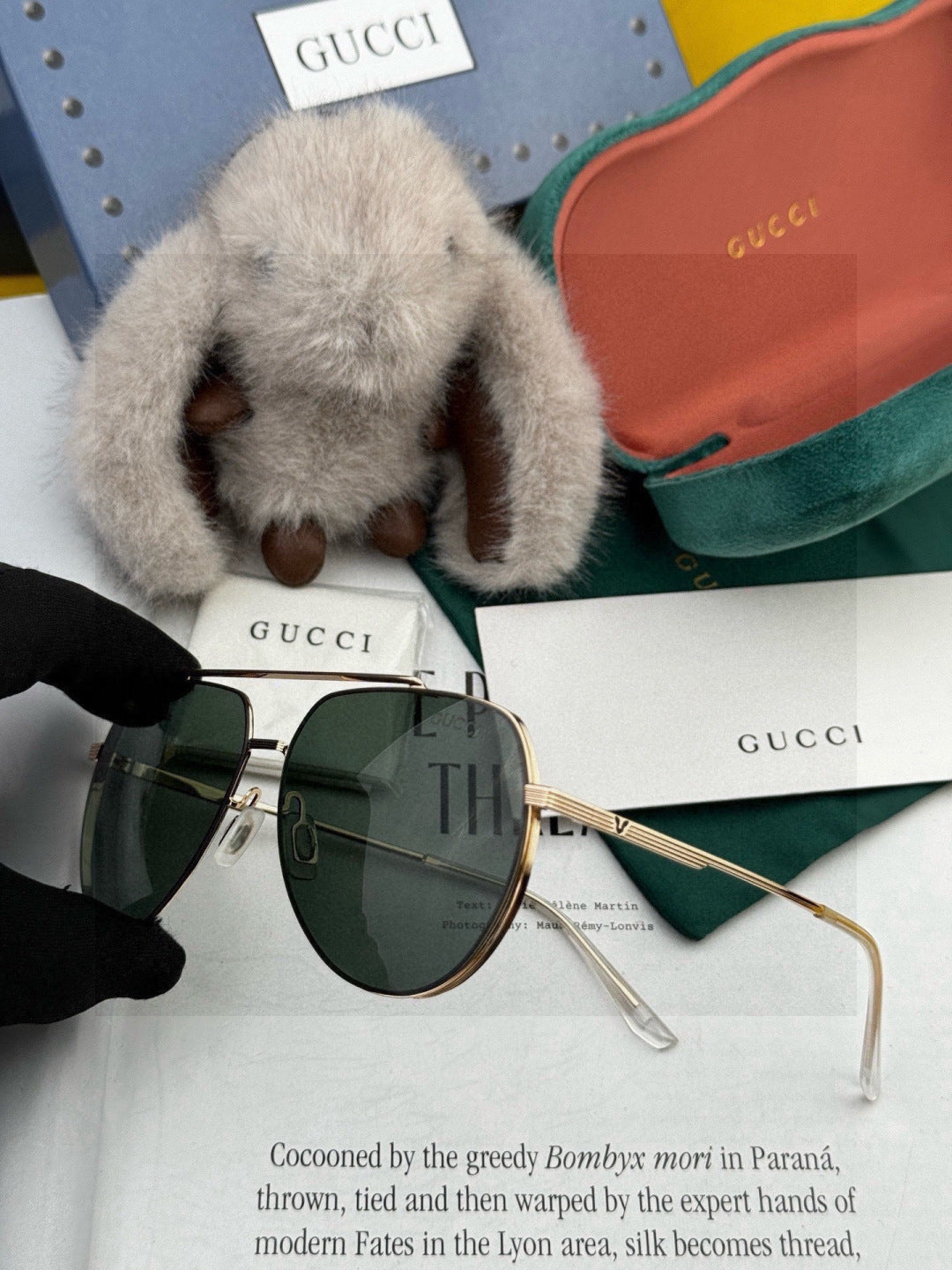 Gucci G61801 Polarized Aviator Black Lens Sunglasses for Men - detail image 5