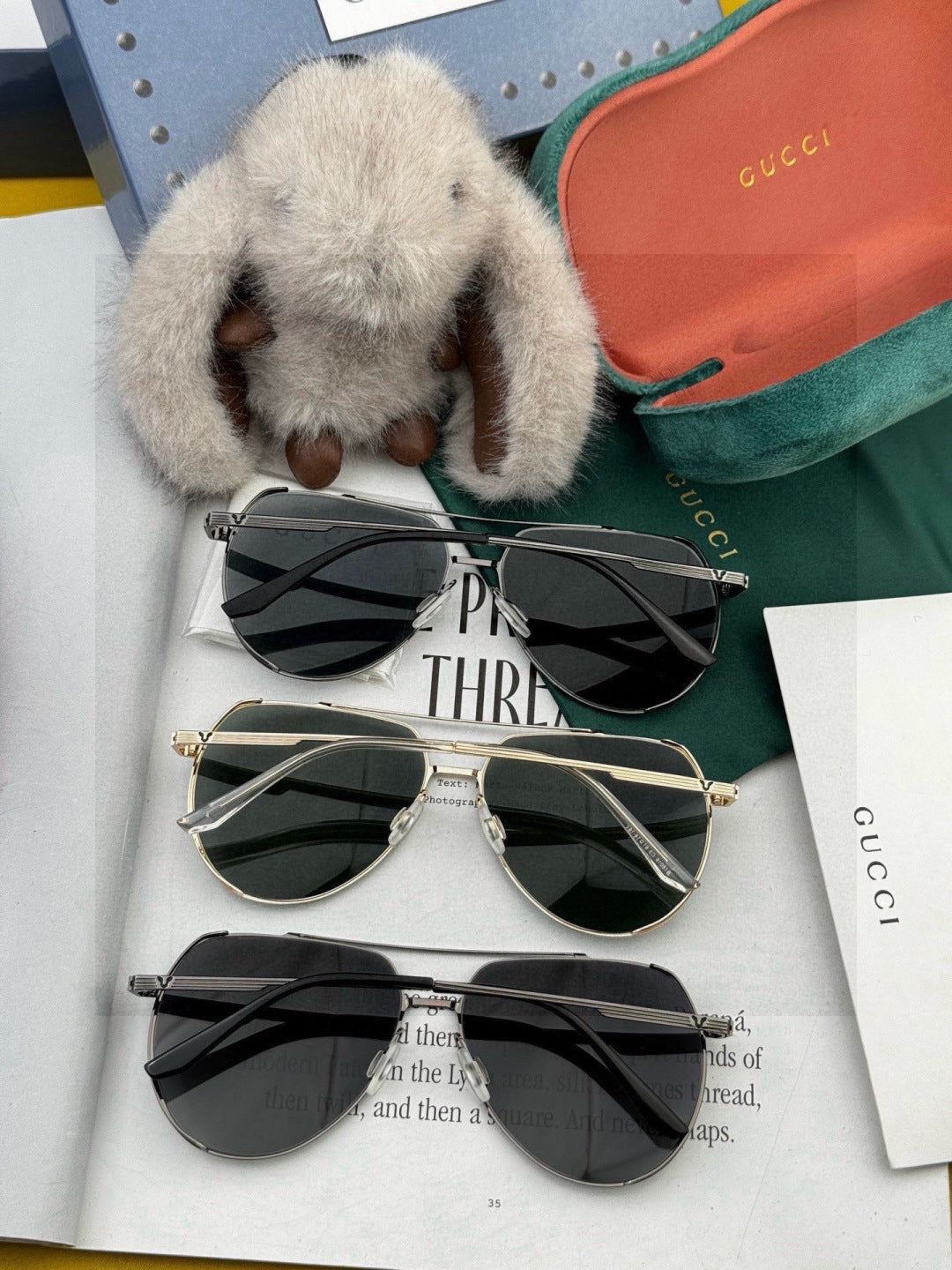 Gucci G61801 Polarized Aviator Black Lens Sunglasses for Men - detail image 7