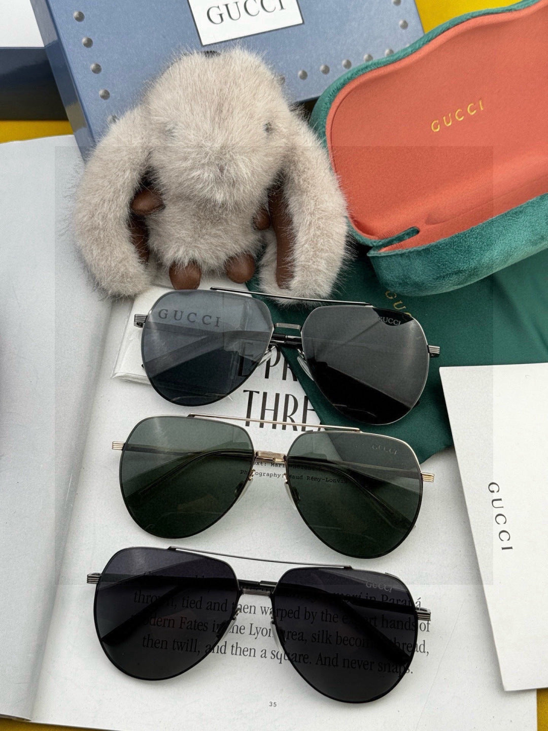 Gucci G61801 Polarized Aviator Black Lens Sunglasses for Men - detail image 8