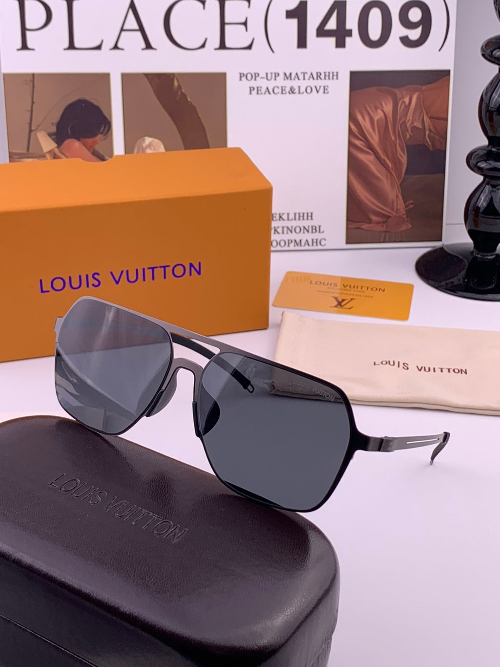Louis Vuitton L7397 Polarized Aviator Gray Lens Sunglasses for Men - detail image 4