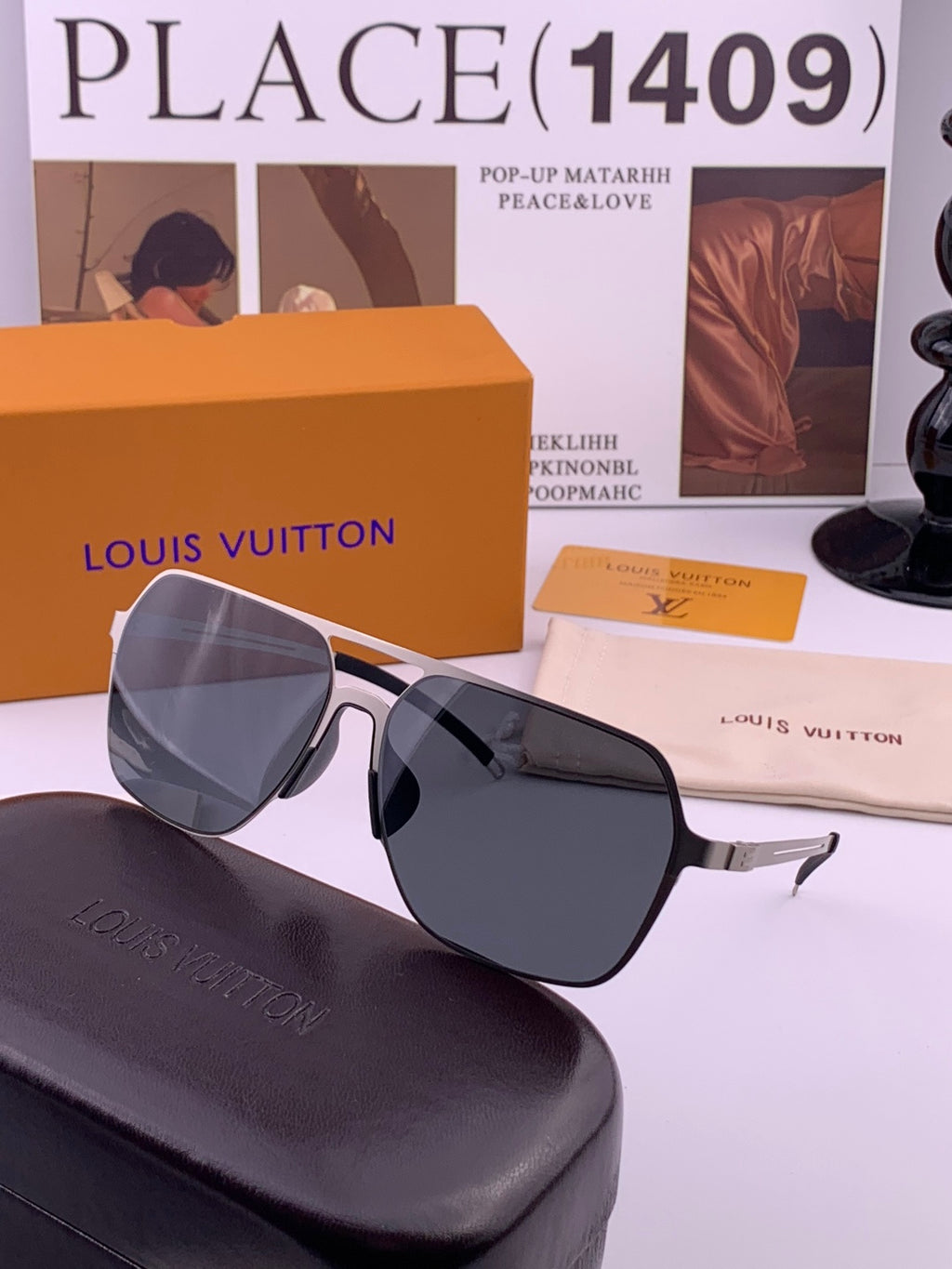 Louis Vuitton L7397 Polarized Aviator Gray Lens Sunglasses for Men - detail image 5