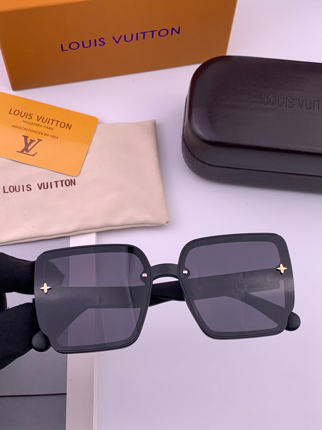 Louis Vuitton L1007 Polarized Square Black Lens Sunglasses for Men & Women
