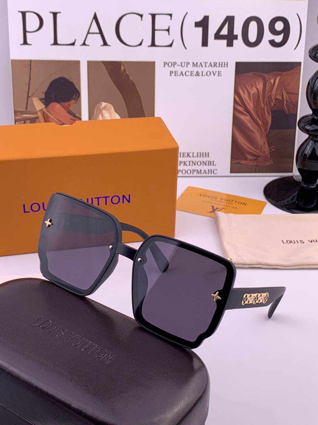 Louis Vuitton L1007 Polarized Square Black Lens Sunglasses for Men & Women - detail image 2