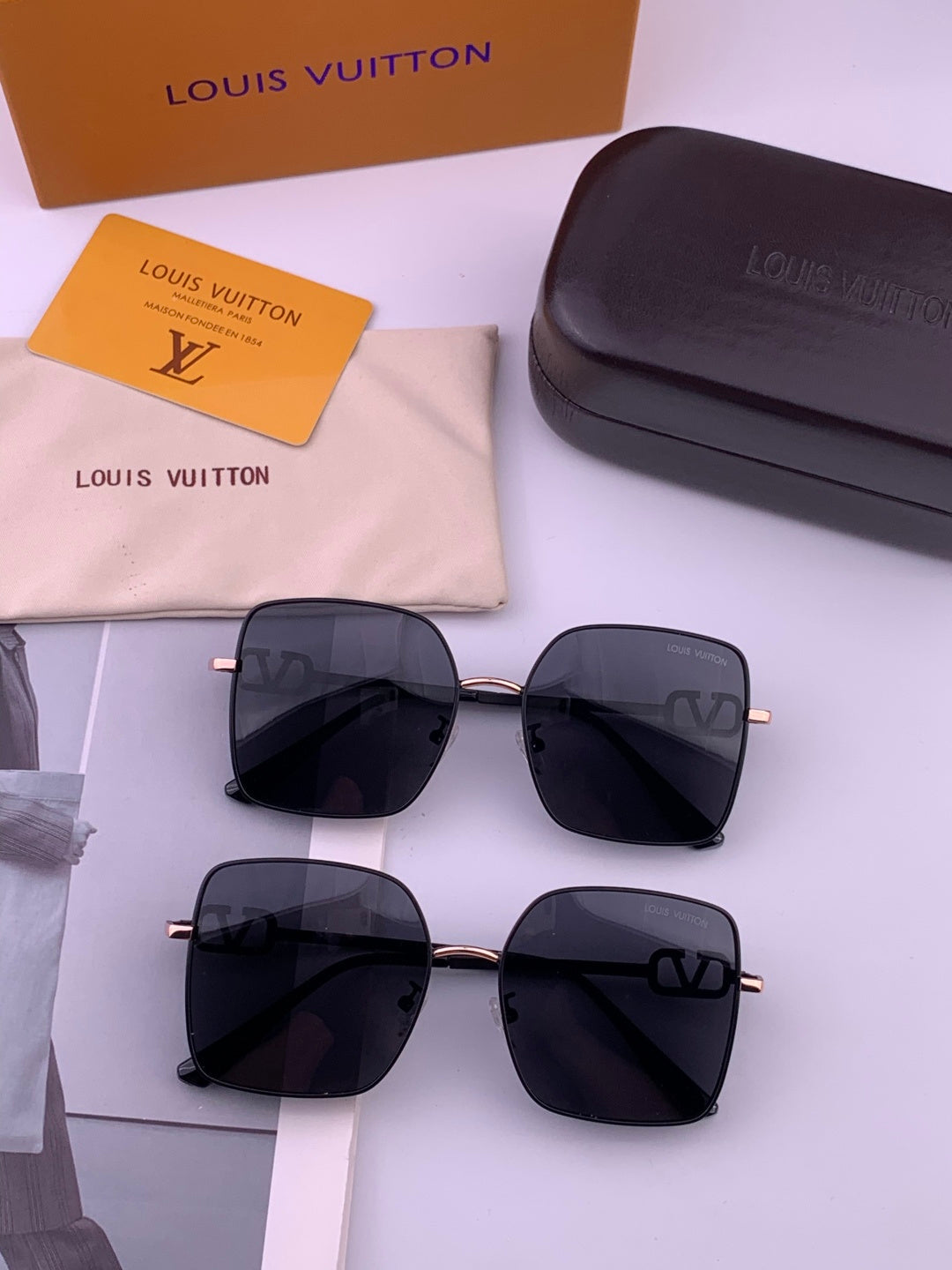 Louis Vuitton L6375 Polarized Square Gold Lens Sunglasses for Men & Women - detail image 7