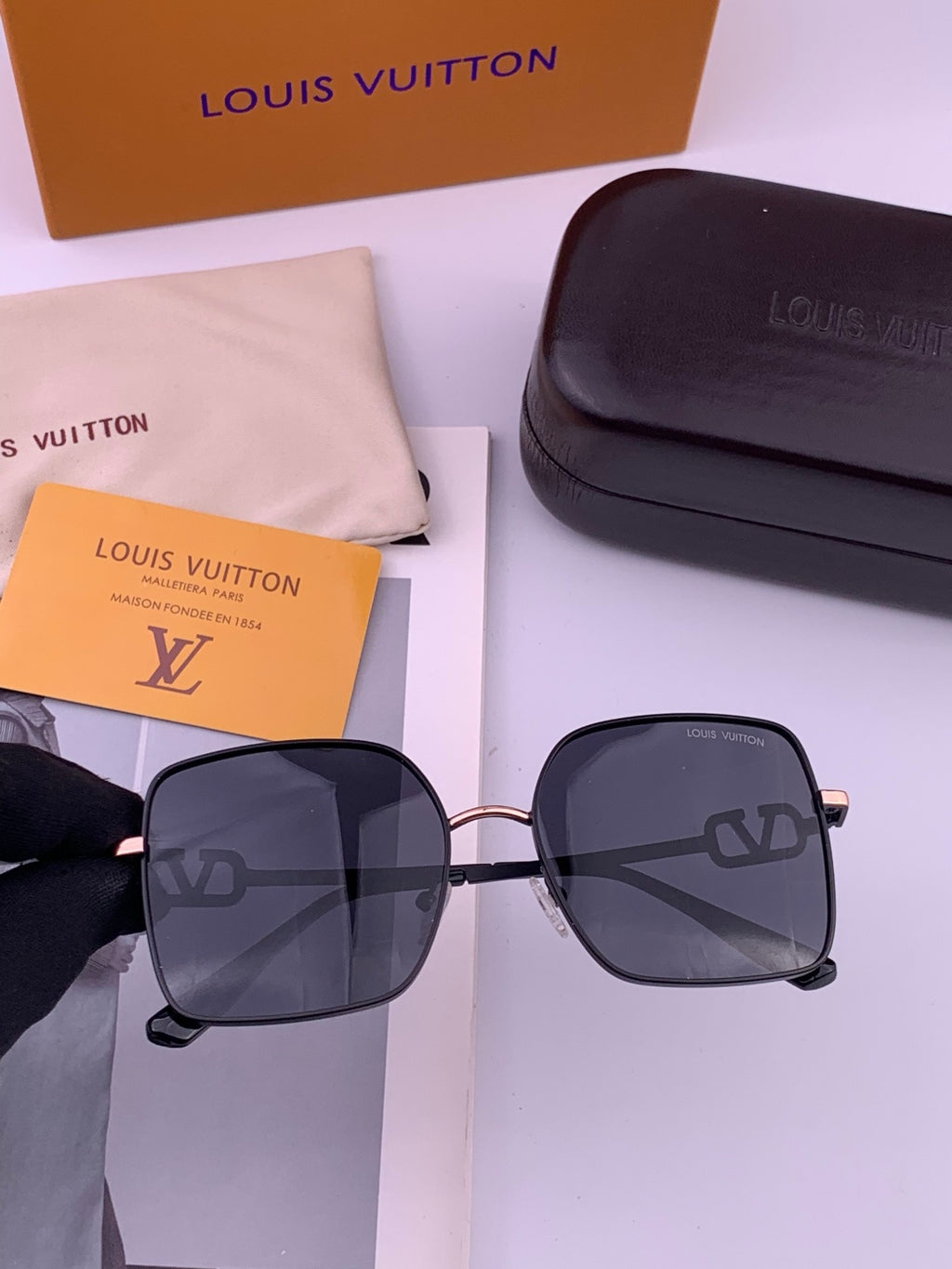 Louis Vuitton L6375 Polarized Square Gold Lens Sunglasses for Men & Women