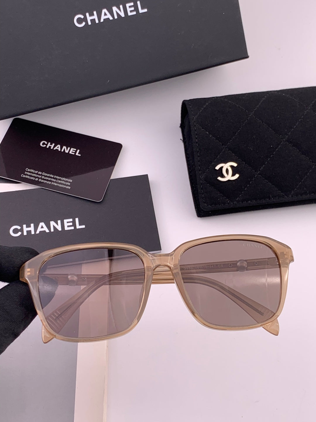 Chanel CH3393 Metal Square Black Lens Sunglasses for Men & Women