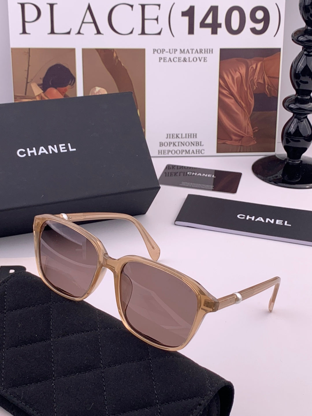 Chanel CH3393 Metal Square Black Lens Sunglasses for Men & Women - detail image 4