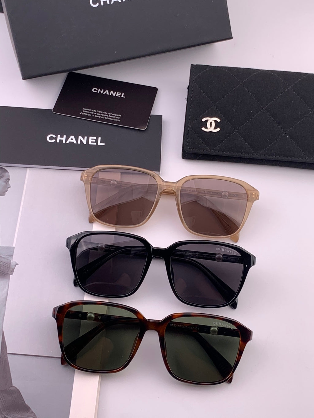 Chanel CH3393 Metal Square Black Lens Sunglasses for Men & Women - detail image 6