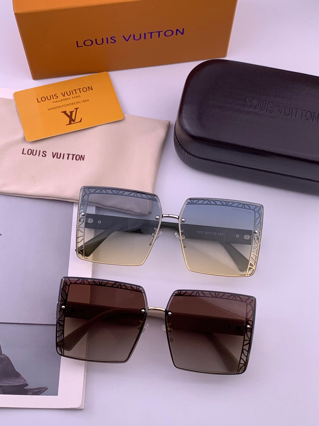 Louis Vuitton L3730 Square Gold Lens Sunglasses for Men & Women - 158173 - detail image 7
