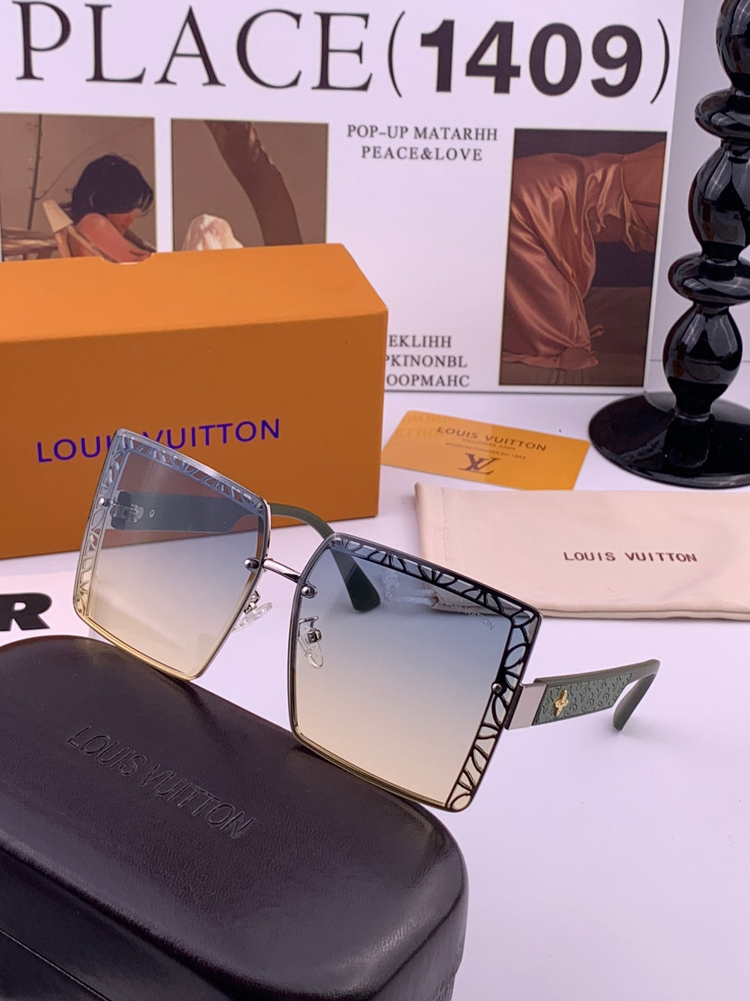 Louis Vuitton L3730 Square Gold Lens Sunglasses for Men & Women - 158173 - detail image 4